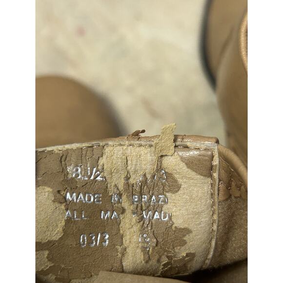 Franco Sarto Boot Tan Leather Ankle Boot Womens 8.5 Thick Stitch Western Heel - Picture 6 of 10